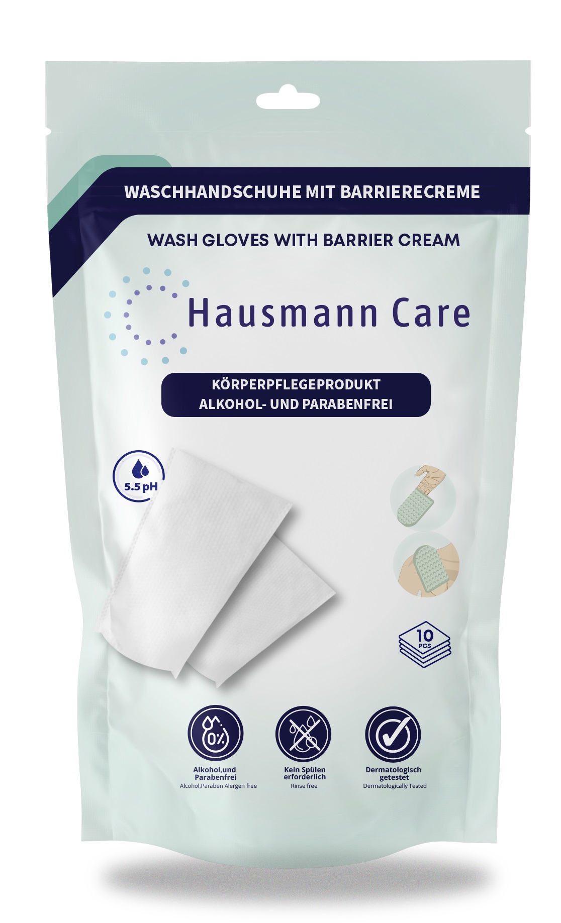 Waschhandschuh mit Barrierecreme (10 Stück)