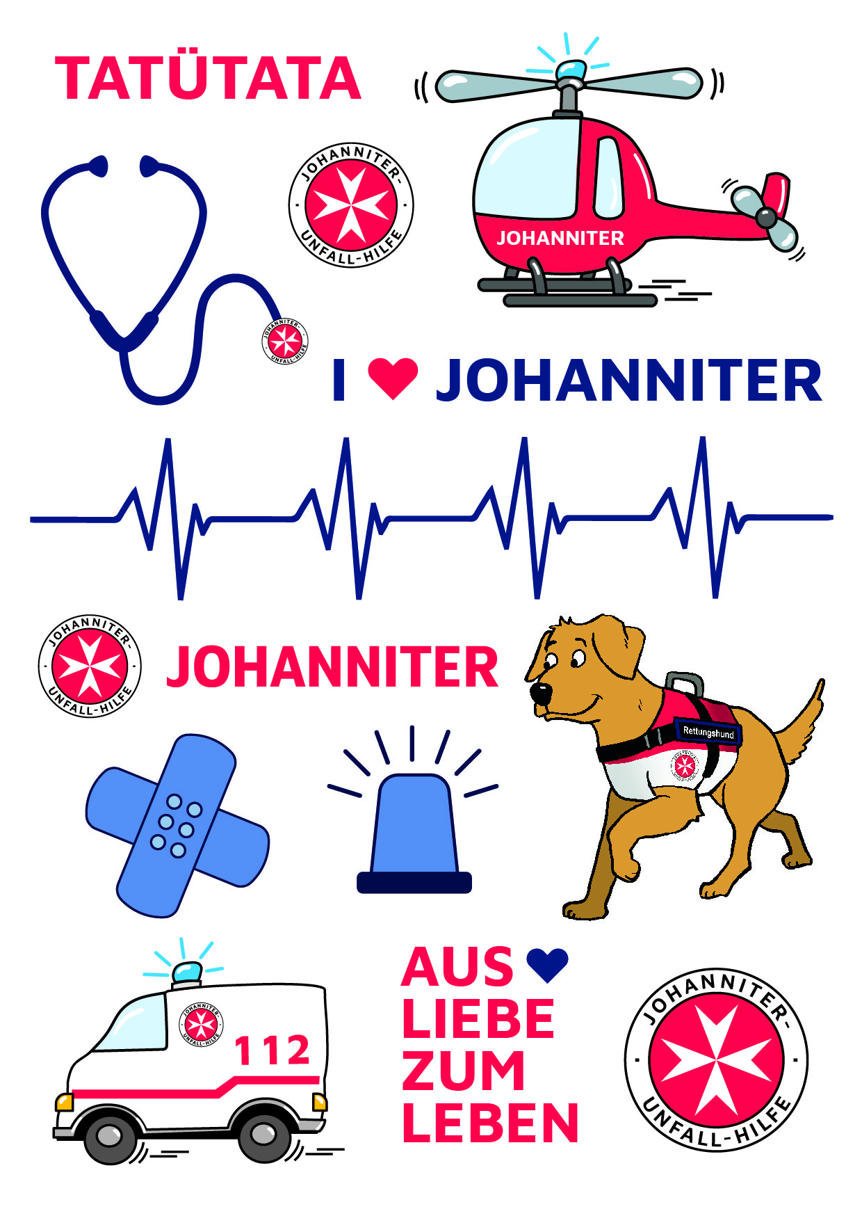 Kinder-Tattoos JUH (10 Stück)