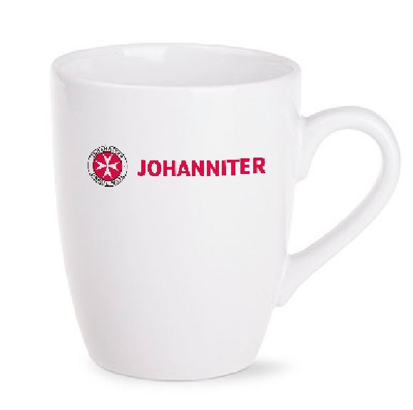 Keramiktasse weiß JUH (6 Stück)