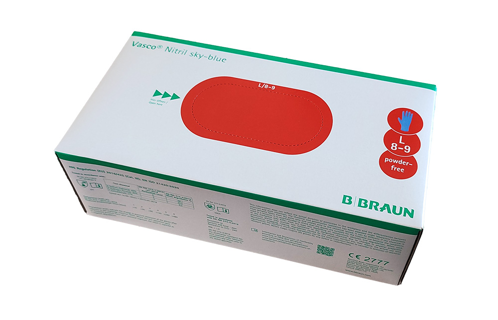 B. Braun Nitril-Handschuhe, puderfrei (Artikelbeschreibung beachten) B. Braun Nitril-Handschuhe, puderfrei (Artikelbeschreibung beachten)